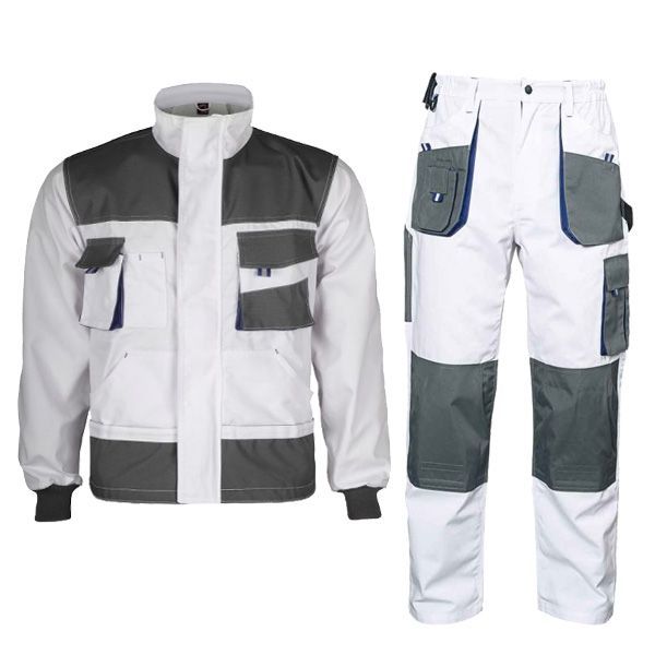 Работен комплект EMERTON с панталон бял/сив