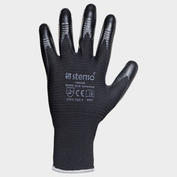 Работни ръкавици топени в нитрил XEMA черни Работни ръкавици топени в нитрил XEMA черни