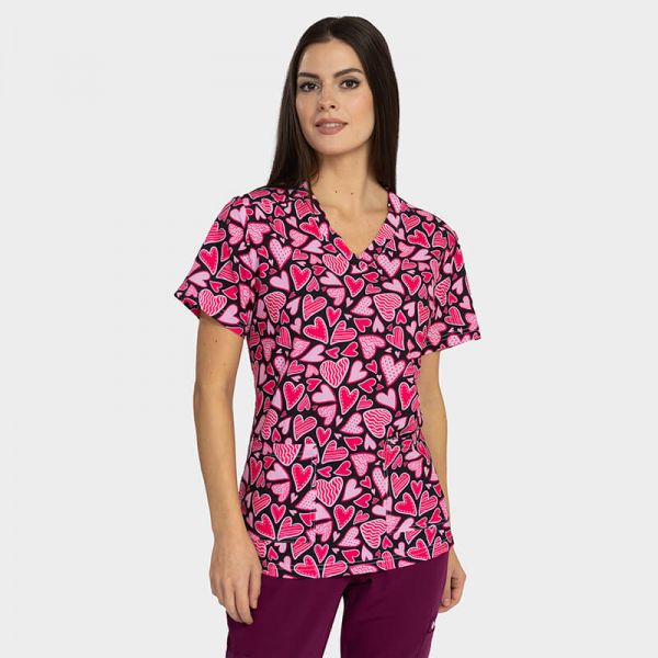 Медицинска туника ISABELLA принт Pink Hearts Медицинска туника ISABELLA принт Pink Hearts