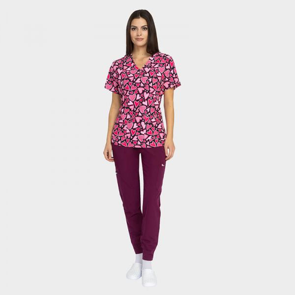 Медицинска туника ISABELLA принт Pink Hearts Медицинска туника ISABELLA принт Pink Hearts