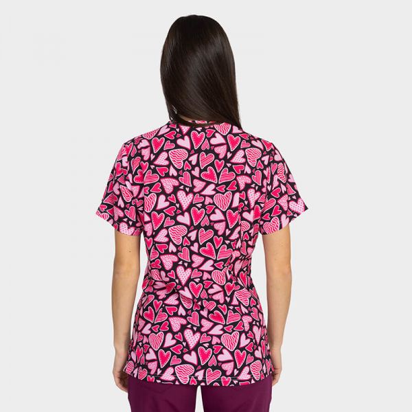 Медицинска туника ISABELLA принт Pink Hearts Медицинска туника ISABELLA принт Pink Hearts