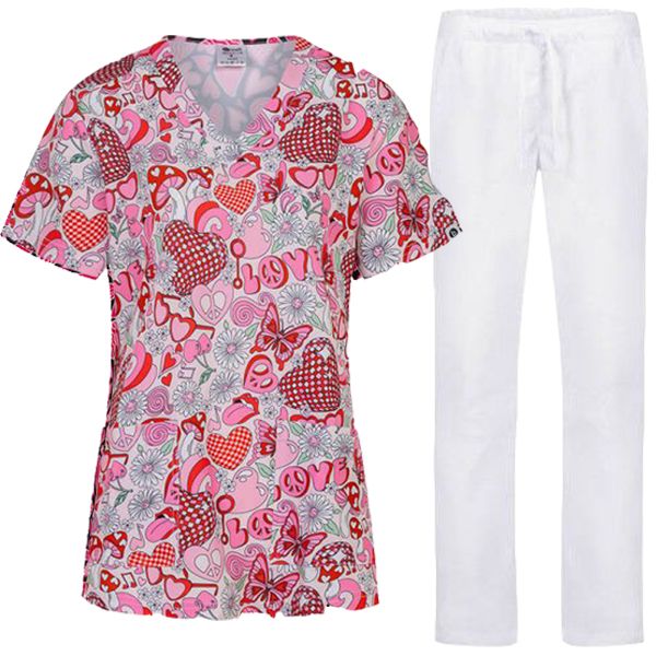 Работен комплект Isabella Disco Love туника с панталон Alessi бял Работен комплект Isabella Disco Love туника с панталон Alessi бял