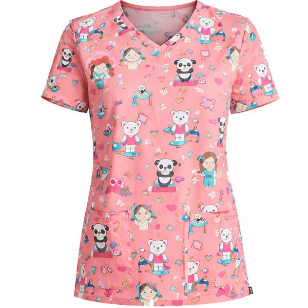 Работна медицинска туника GENUINE CK637 розови животни Работна медицинска туника GENUINE CK637 розови животни