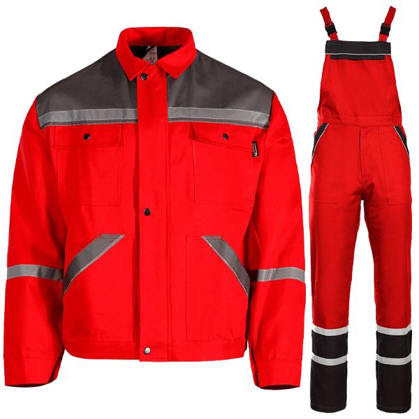 Работен комплект COLLINS SUMMER 100%памук яке и полугащеризон червен Работен комплект COLLINS SUMMER 100%памук яке и полугащеризон червен