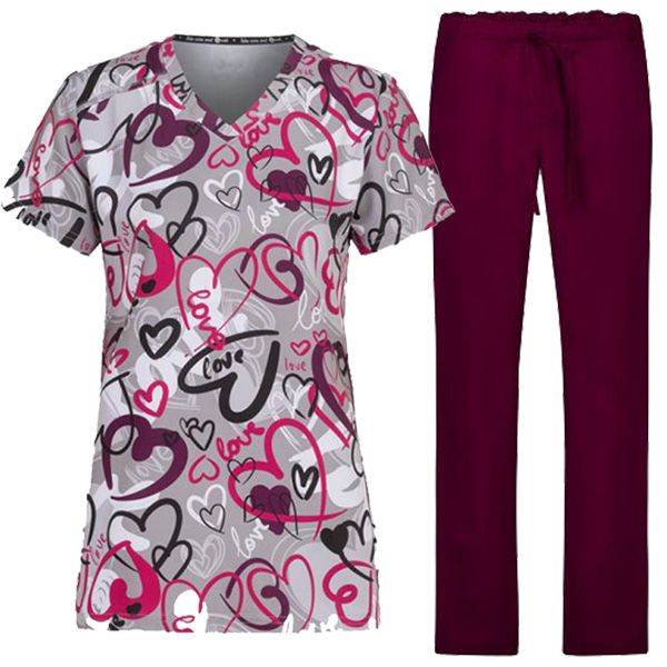 Медицински комплект Melina Painted Hearts и панталон Alessi бордо Медицински комплект Melina Painted Hearts и панталон Alessi бордо