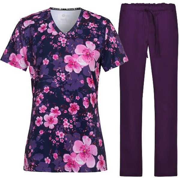 Медицински комплект Melina Cherry Blossoms и панталон Alessi боровинка Медицински комплект Melina Cherry Blossoms и панталон Alessi боровинка