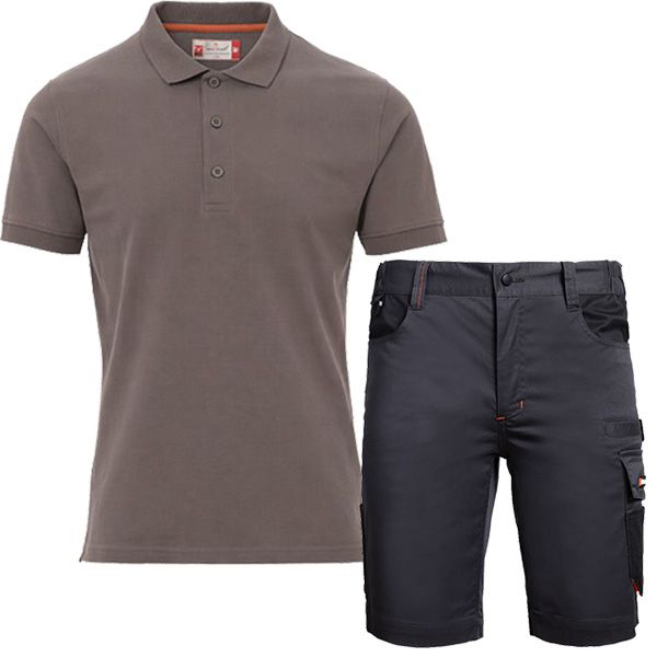 Работен комплект къс панталон Kastor Stretch сив и тениска Venicе тъмно сива Работен комплект къс панталон Kastor Stretch сив и тениска Venicе тъмно сива