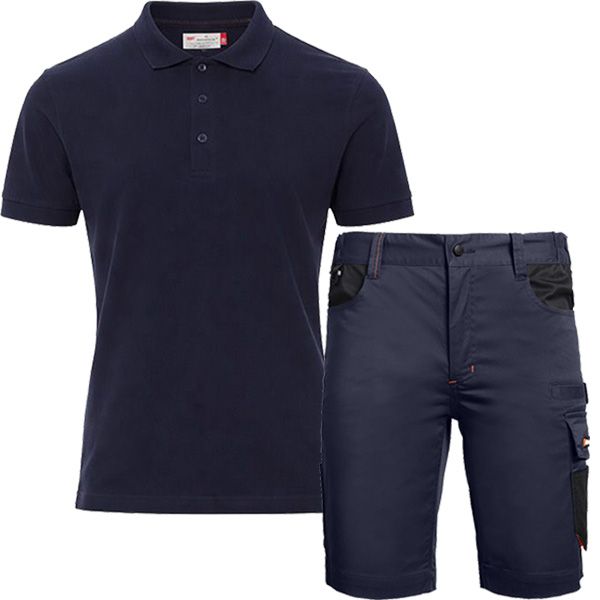 Работен комплект къс панталон Kastor Stretch син и тениска Venicе тъмно синя Работен комплект къс панталон Kastor Stretch син и тениска Venicе тъмно синя