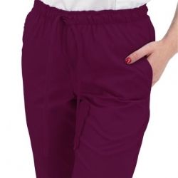 Дамски работен комплект INES бял с панталон бордо
