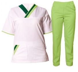 Дамски работен комплект MARCEL бял/зелен
