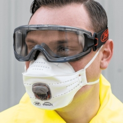 Еднократна маска FFP3 с Typhoon™ клапан JSP SPRINGFIT™ FFP3 Бял цвят