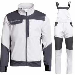 Работен комплект EOS STRETCH бял яке и полугащеризон