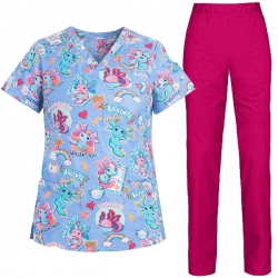 Медицински комплект Axolotls и панталон Barisa розов