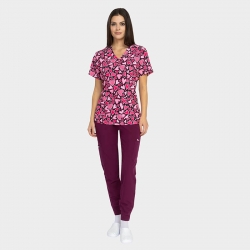 Медицинска туника ISABELLA принт Pink Hearts