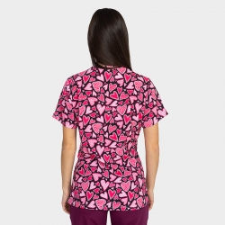 Медицинска туника ISABELLA принт Pink Hearts