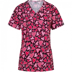Медицинска туника ISABELLA принт Pink Hearts