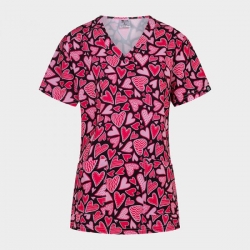 Работен комплект Isabella Pink Hearts туника с панталон Alessi бордо