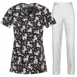 Медицински комплект Bambina Unicorns туника и Barisa бял панталон