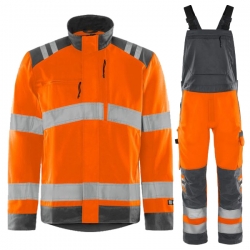 Работен комплект FRISTADS HV яке и полугащеризон оранжев