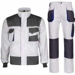Работен комплект KASTOR яке и панталон бял/сив