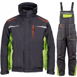Работен комплект PRISMA WINTER яке и полугащеризон сиво/зелен