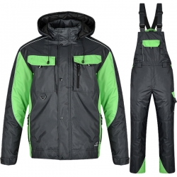 Ватиран работен комплект яке и полугащеризон BRAVER Сив