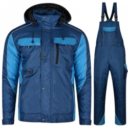 Ватиран работен комплект яке и полугащеризон BRAVER Тъмно син