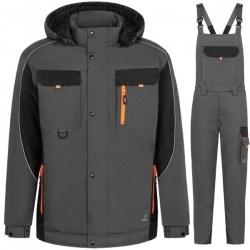 Зимен работен комплект BRAVER яке и полигащеризон Сив/Черен