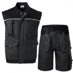 Работен комплект Woody елек и къс панталон сив