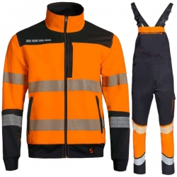 Работен комплект Primo HV яке и полугащеризон оранжев