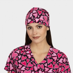 Медицинска шапка MODENA принт Pink Hearts