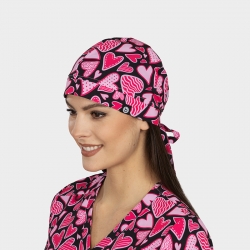 Медицинска шапка MODENA принт Pink Hearts