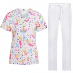 Медицински комплект Isabella русалки и панталон Alessi бял