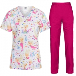Медицински комплект Isabella русалки и панталон Barisa розов