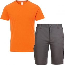 Работен комплект къс панталон Melbourn сив и тениска Sunset оранжева