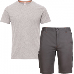 Работен комплект къс панталон Melbourn сив и тениска Sunset сив меланж