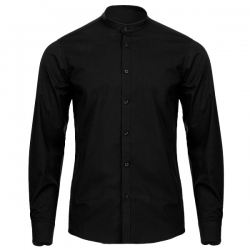 Мъжка риза с яка тип столче VELILLA дълъг ръкав черна