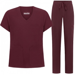 Медицински комплект TP3004 туника и TP4003P панталон виненочервен