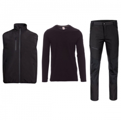 Комплект от 3 части REEFPAD SOFTSHELL елек, REVOLT SOFTSHELL панталон и блуза Pineta черна