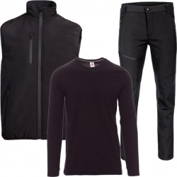 Комплект от 3 части REEFPAD SOFTSHELL елек, REVOLT SOFTSHELL панталон и блуза Pineta черна