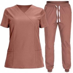 Медицински комплект от 3 части туника и панталон Nobby маув и сабо GF lady бяло