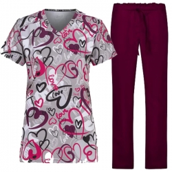 Медицински комплект Melina Painted Hearts и панталон Alessi бордо