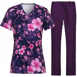 Медицински комплект Melina Cherry Blossoms и панталон Alessi боровинка