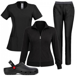 Медицински комплект от 4 части Infinity суитшърт 2391A, туника CKE2624A, панталон CKE1124A и сабо Infinity цвят черен