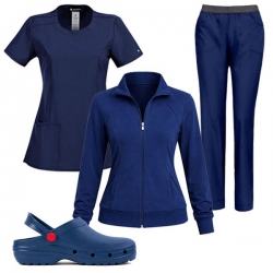 Медицински комплект от 4 части Infinity суитшърт 2391A, туника CKE2624A, панталон CKE1124A и сабо Infinity цвят тъмно син