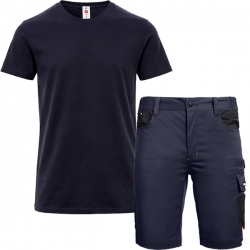 Работен комплект къс панталон Kastor Stretch тъмно син и тениска Sunset тъмно синя