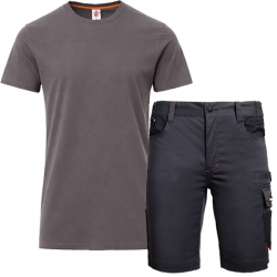 Работен комплект къс панталон Kastor Stretch сив и тениска Sunset тъмно сива