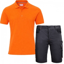 Работен комплект къс панталон Kastor Stretch сив и тениска Venicе оранжева