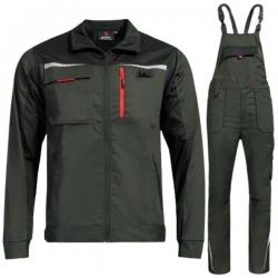 Работен комплект Prisma Light Stretch яке и полугащеризон тъмно зелен