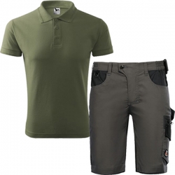 Работен комплект къс панталон REVOLT LIGHT STRETCH и тениска Pique Polo203 олив